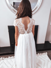Celeste Girls White Lace & Tulle Dress - A Little Lacey