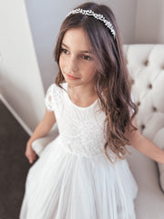 Celeste Girls White Lace & Tulle Dress - A Little Lacey
