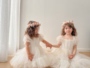 Charlotte Puff Sleeve Ivory Dress - A Little Lacey