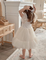 Charlotte Puff Sleeve Ivory Dress - A Little Lacey