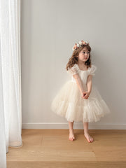 Charlotte Puff Sleeve Ivory Dress - A Little Lacey