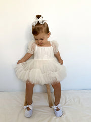 Charlotte Ivory Puff Sleeve Romper - A Little Lacey