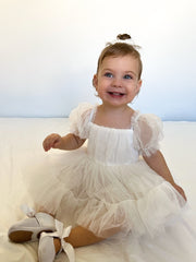 Charlotte Ivory Puff Sleeve Romper - A Little Lacey