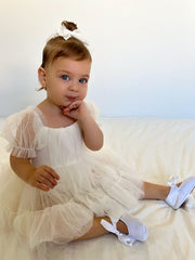 Charlotte Ivory Puff Sleeve Romper - A Little Lacey