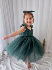 Chloe Green Flutter Sleeve Dress - A Little Lacey