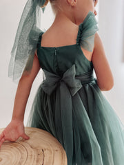 Chloe Green Flutter Sleeve Dress - A Little Lacey