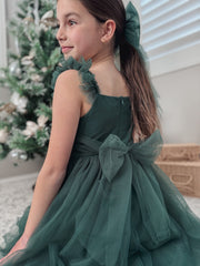 Chloe Green Flutter Sleeve Dress - A Little Lacey