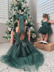 Chloe Green Flutter Sleeve Dress - A Little Lacey