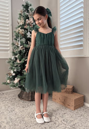 Chloe Green Flutter Sleeve Dress - A Little Lacey