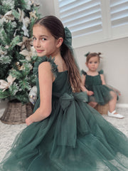 Chloe Green Flutter Sleeve Dress - A Little Lacey