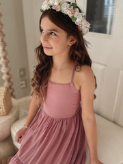 Clara Chiffon Girls Maxi Dress Dusty Rose - A Little Lacey