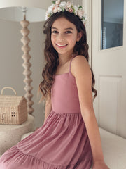 Clara Chiffon Girls Maxi Dress Dusty Rose - A Little Lacey
