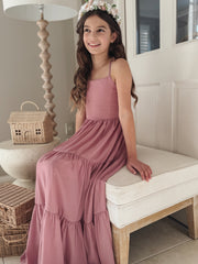 Clara Chiffon Girls Maxi Dress Dusty Rose - A Little Lacey