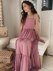 Clara Chiffon Girls Maxi Dress Dusty Rose - A Little Lacey