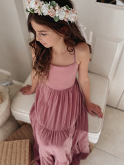 Clara Chiffon Girls Maxi Dress Dusty Rose - A Little Lacey