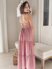Clara Chiffon Girls Maxi Dress Dusty Rose - A Little Lacey