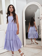 Clara Chiffon Girls Maxi Dress Lilac - A Little Lacey