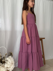 Clara Chiffon Girls Maxi Dress Mauve - A Little Lacey