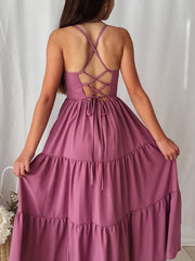 Clara Chiffon Girls Maxi Dress Mauve - A Little Lacey