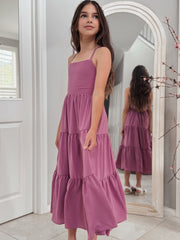 Clara Chiffon Girls Maxi Dress Mauve - A Little Lacey