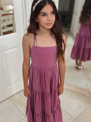 Clara Chiffon Girls Maxi Dress Mauve - A Little Lacey