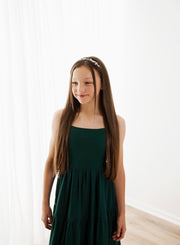 Clara Chiffon Girls Maxi Dress Forest Green - A Little Lacey