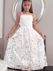 Clarissa White 3D Flower Girl Dress - A Little Lacey