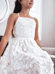 Clarissa White 3D Flower Girl Dress - A Little Lacey