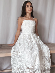 Clarissa White 3D Flower Girl Dress - A Little Lacey