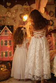 Clarissa White 3D Flower Girl Dress - A Little Lacey