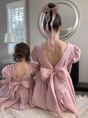 Curly Girls Dusty Pink Bow - A Little Lacey