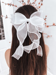 Curly Girls White Bow - A Little Lacey