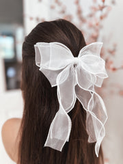 Curly Girls White Bow - A Little Lacey