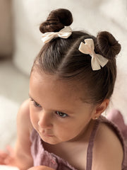Champagne Blossom Girls Pigtail Bows - A Little Lacey