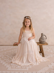 Clara Chiffon Girls Maxi Dress Champagne - A Little Lacey