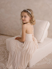 Clara Chiffon Girls Maxi Dress Champagne - A Little Lacey