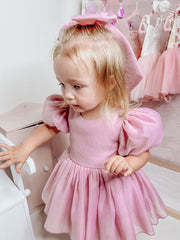 Delia Dusty Pink Baby Dress - A Little Lacey