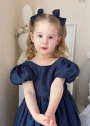 Navy Blue Elegance Hair Bows - A Little Lacey