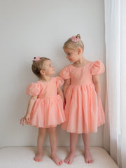Delia Girls Peach Dress - A Little Lacey