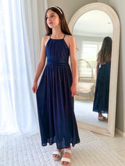 Delphine Girls Navy Blue Dress - A Little Lacey