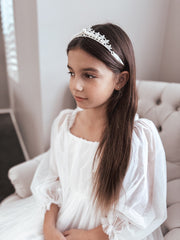 Ellie Long Sleeve Girls White Dress - A Little Lacey