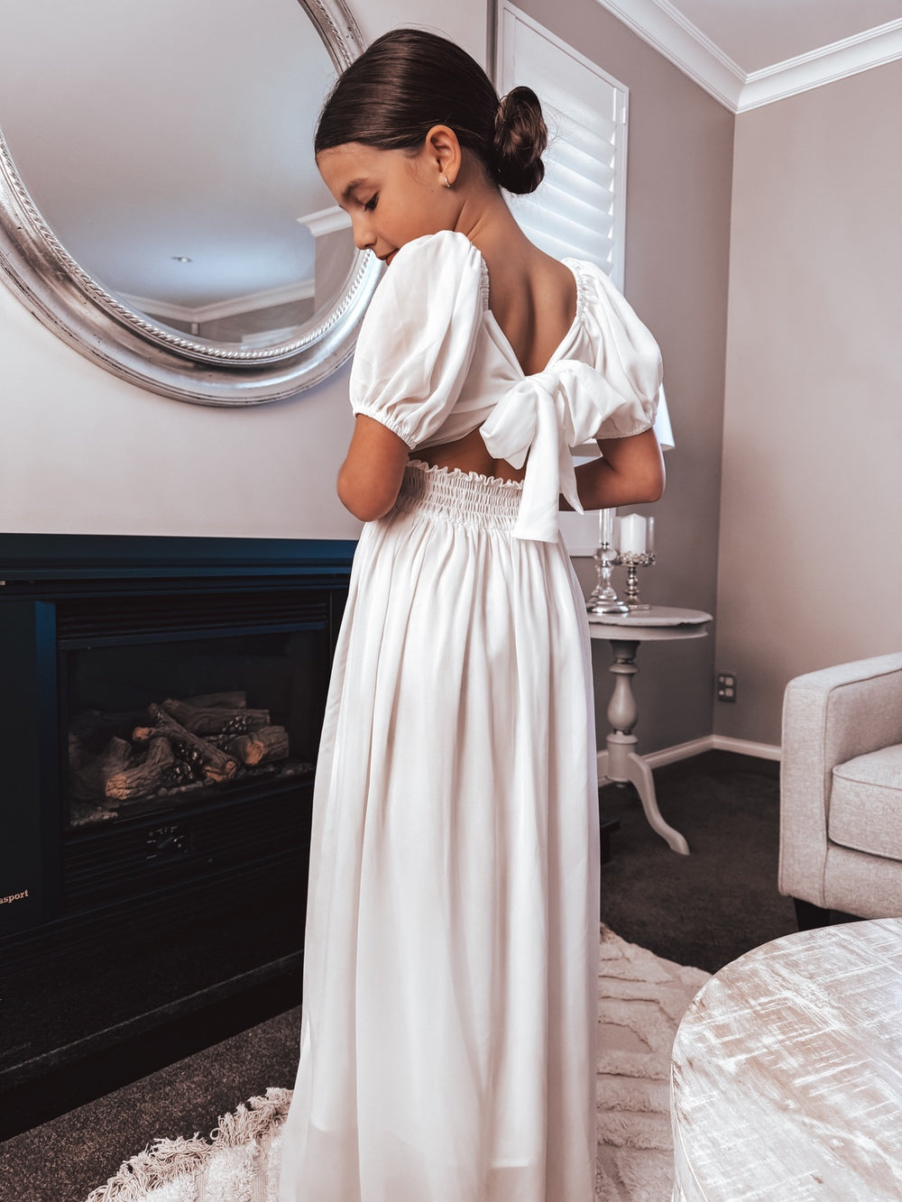 Emilia Girls White Dress - Tween Girls Dresses