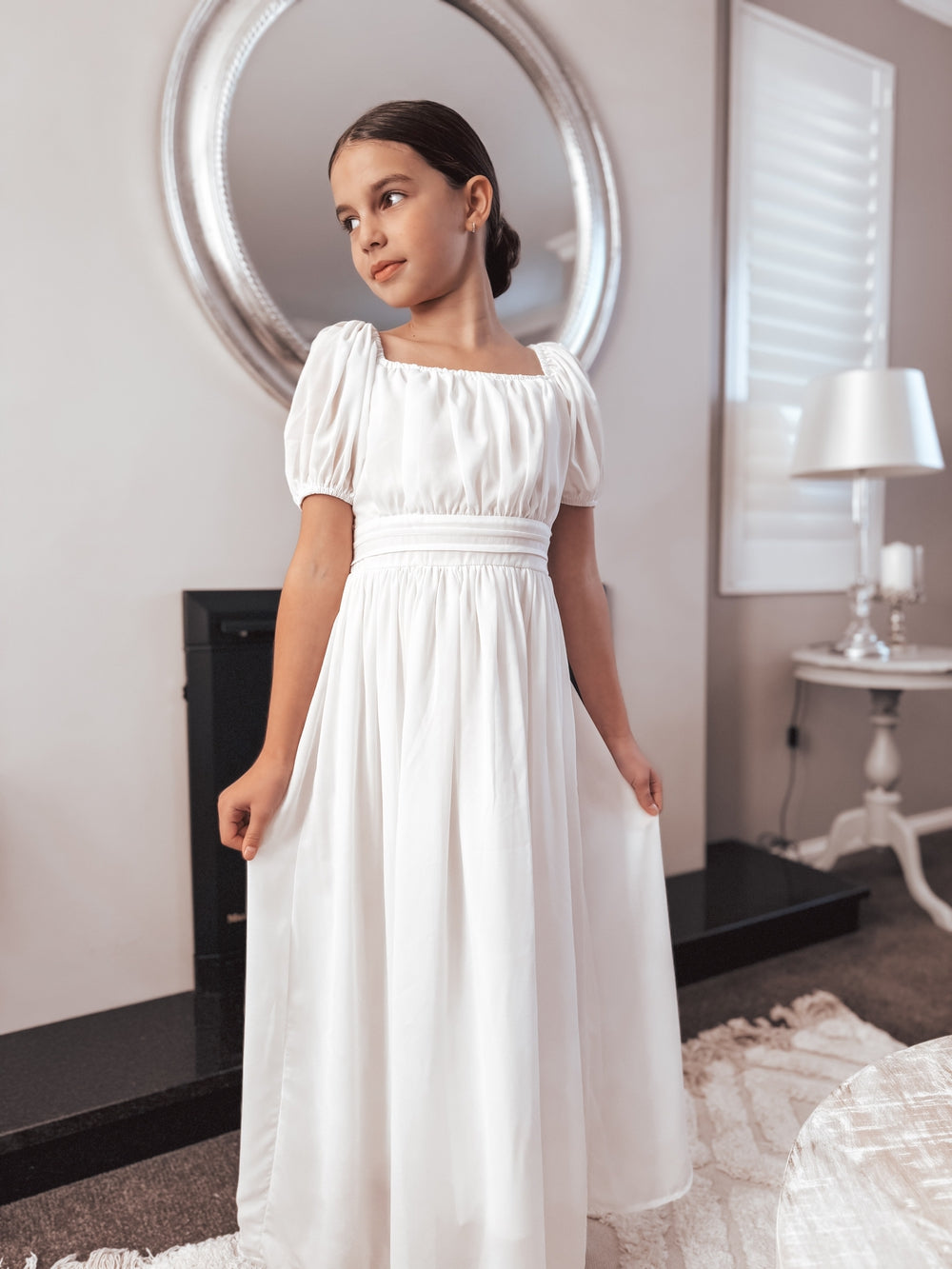 Emilia Girls White Dress - Tween Girls Dresses