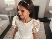 Eva Girls Embroidered Ivory Dress - A Little Lacey