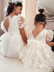 Eva Girls Embroidered Ivory Dress - A Little Lacey