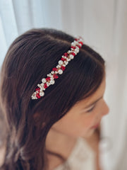 Evelyn Girls Christmas Pearl Headband - A Little Lacey