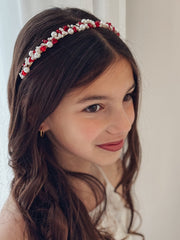 Evelyn Girls Christmas Pearl Headband - A Little Lacey