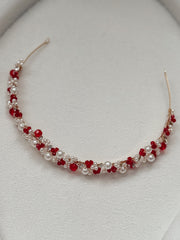Evelyn Girls Christmas Pearl Headband - A Little Lacey