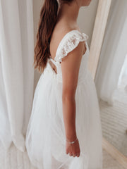 Ella Rose White Girls Tie-Back Dress - A Little Lacey