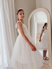 Ella Rose White Girls Tie-Back Dress - A Little Lacey